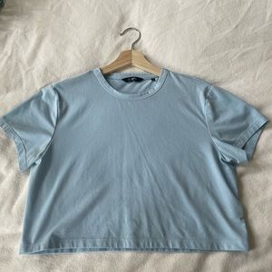 CUTS CLOTHING ALMOST FRIDAY TEE CROP-SKY BLUE
